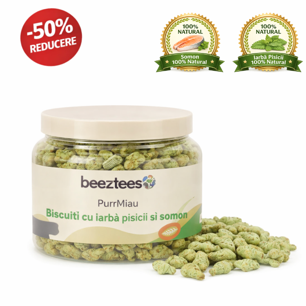 PurrMiau biscuiți cu Somon și Iarba Pisicii Beeztees
