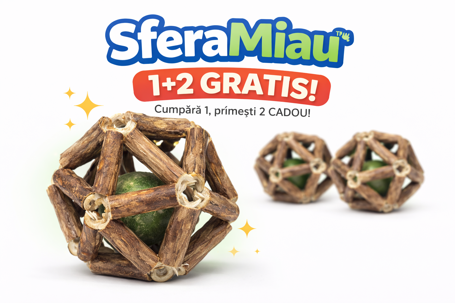 SferaMiau™ – Jucărie Interactivă Naturală pentru Pisici