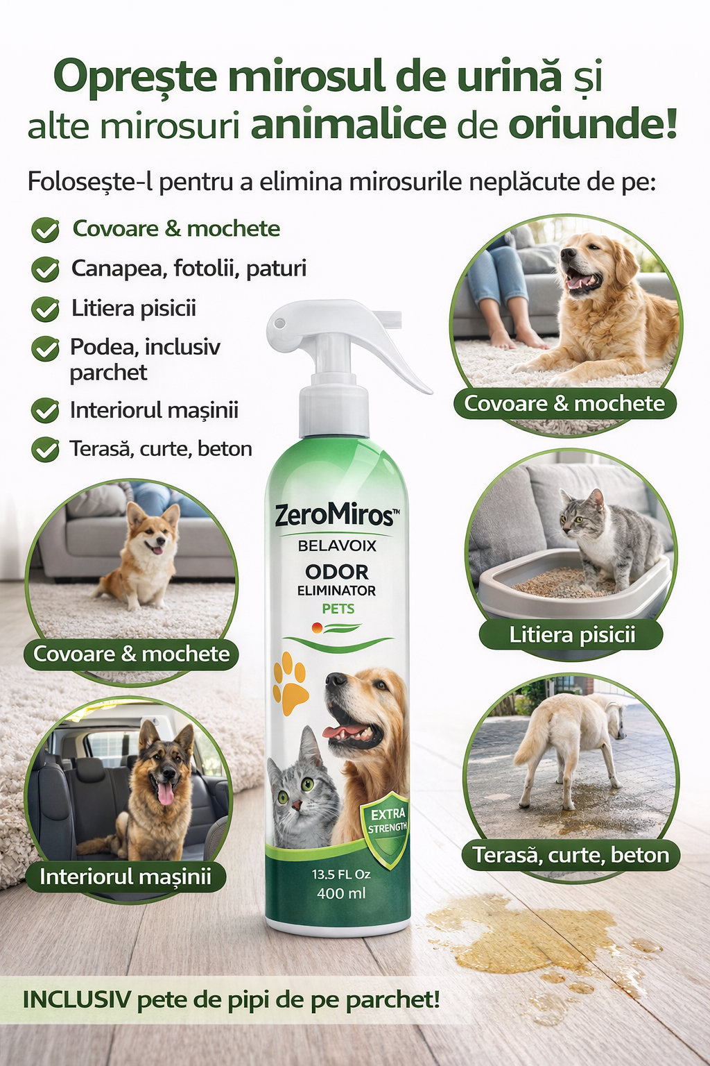 ZeroMiros™ Spray Eliminare Miros Urină Câini & Pisici