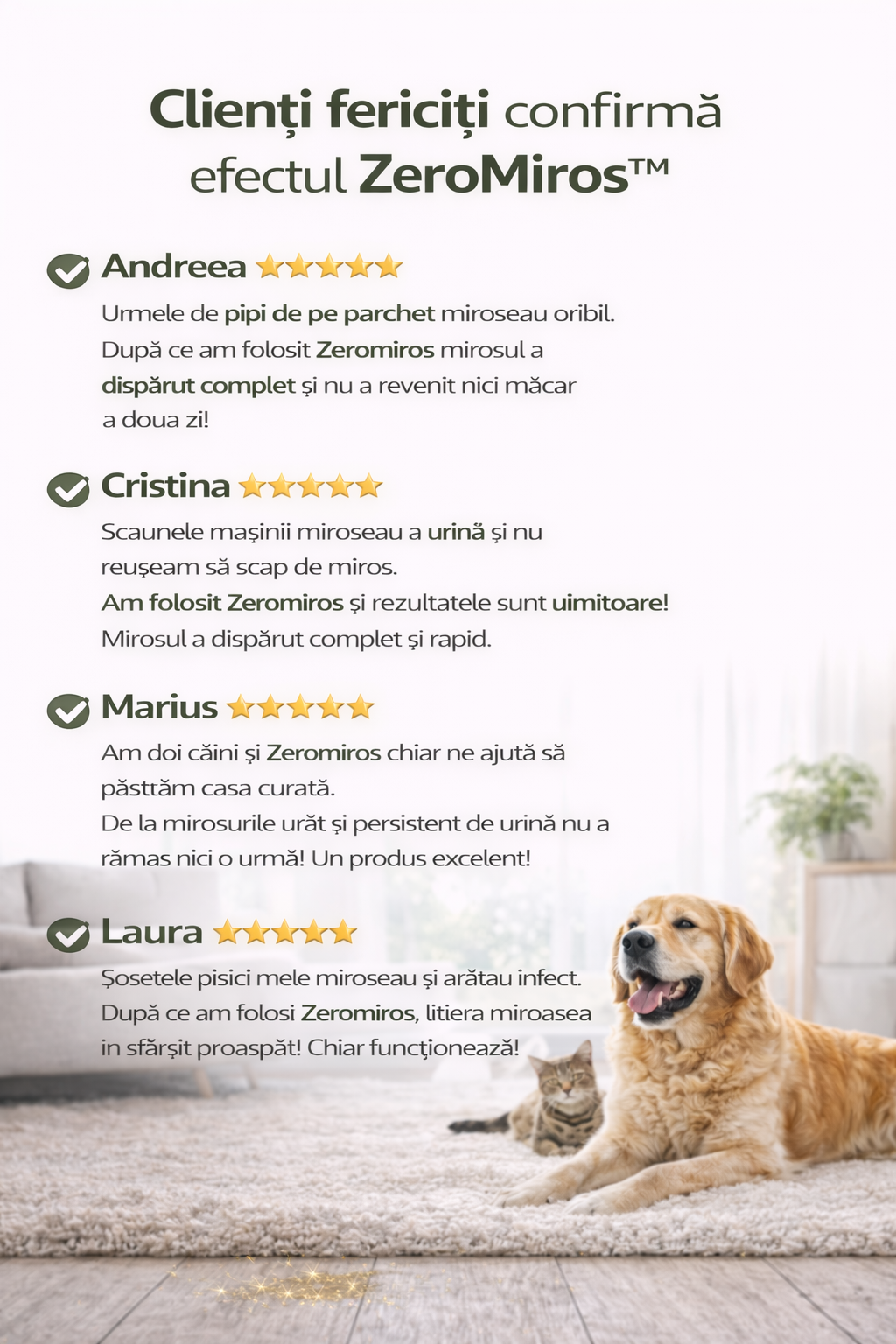 ZeroMiros™ Spray Eliminare Miros Urină Câini & Pisici