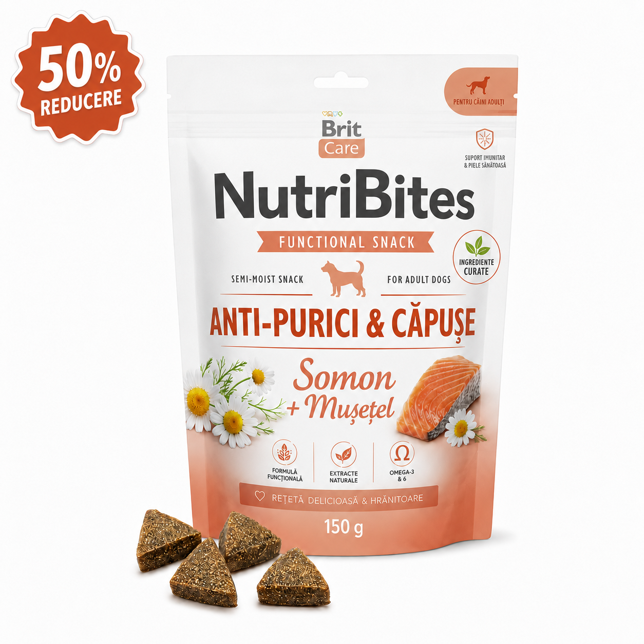 NutriBites Anti-Purici și Căpușe cu Somon pentru Câini