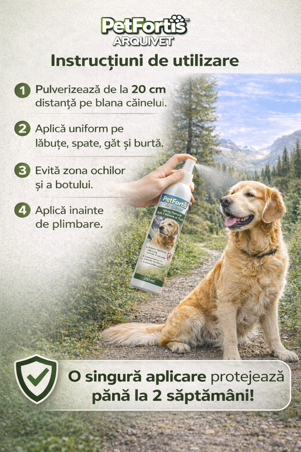 PetFortis™ Spray Natural Anti-Căpușe și Purici – 250 ml