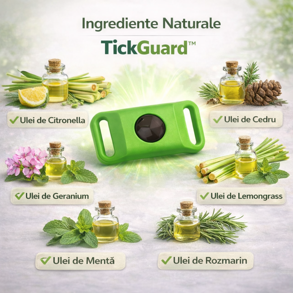 TickGuard™ – 12 Luni Protecție Naturală Anti-Purici și Căpușe